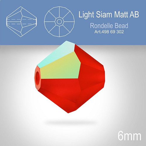 PRECIOSA Bicone MC BEAD (sluníčko) velikost 6mm. Barva LIGHT SIAM  Aurore Boreale Matt. Balení 21ks .