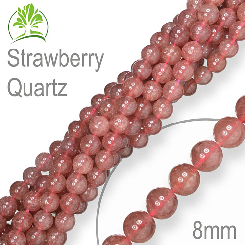 Korálky z minerálů Strawberry Quartz přírodní polodrahokam. Velikost pr.6mm. Balení 12Ks.