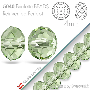 SWAROVSKI Briolette Beads 5040. Barva Reinvented Peridot. Velikost 4mm