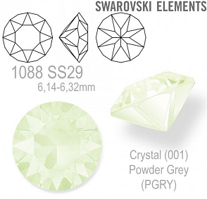 SWAROVSKI 1088 XIRIUS Chaton SS29 (6,14-6,32mm) barva Crystal (001) Powder Green (PGRE). 