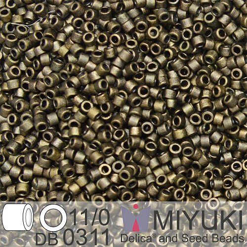 Korálky Miyuki Delica 11/0. Barva Matte Metallic Dark Olive DB0311. Balení 5g.