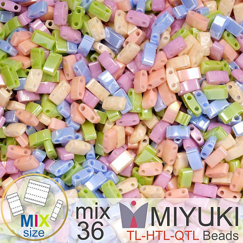 Korálky MIYUKI směs tvar TL-HTL-QTL BEADS . Barva MIX 36 Sweet spring . Balení 5g.