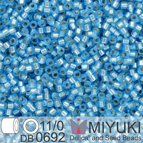 Korálky Miyuki Delica 11/0. Barva Dyed SF S/L Aqua DB0692. Balení 5g.
