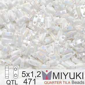 Korálky Miyuki QuarterTila. Barva White Pearl AB QTL 471 Balení 3g