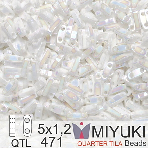 Korálky Miyuki QuarterTila. Barva White Pearl AB QTL 471 Balení 3g