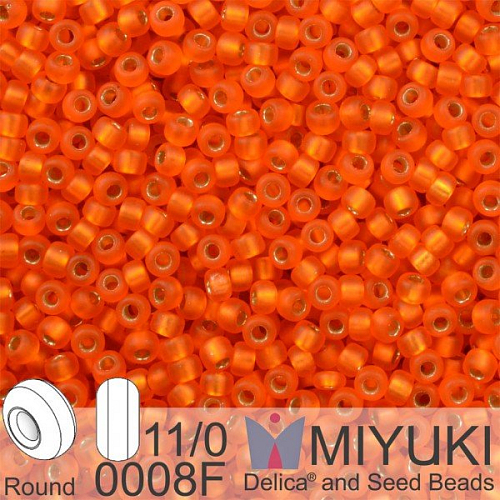 Korálky Miyuki Round 11/0. Barva 0008F Matte S/L Orange . Balení 5g. 