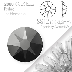 SWAROVSKI  XIRIUS Rose 2088 Foiled. Barva Jet Hematite velikost SS12 (3,0-3,2mm). Balení 30Ks.