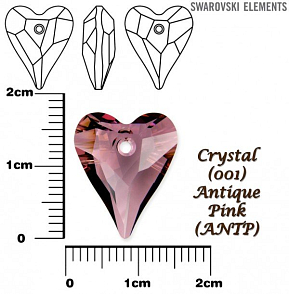 SWAROVSKI Wild Heart Pendant barva CRYSTAL ANTIQUA PINK velikost 17mm.