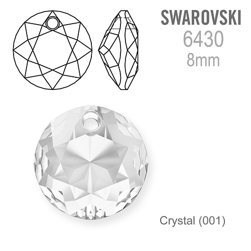 Swarovski 6430 Classic Cut Pendant barva Crystal (001) velikost 8mm.