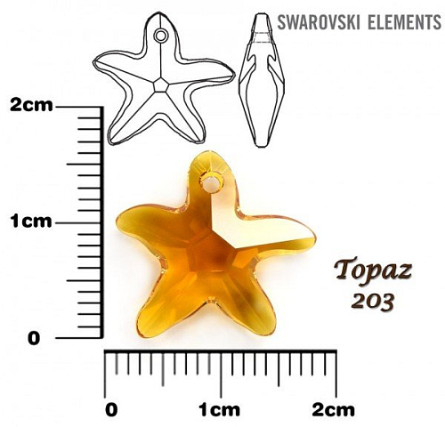 SWAROVSKI Starfish Pendant barva TOPAZ velikost 16mm.