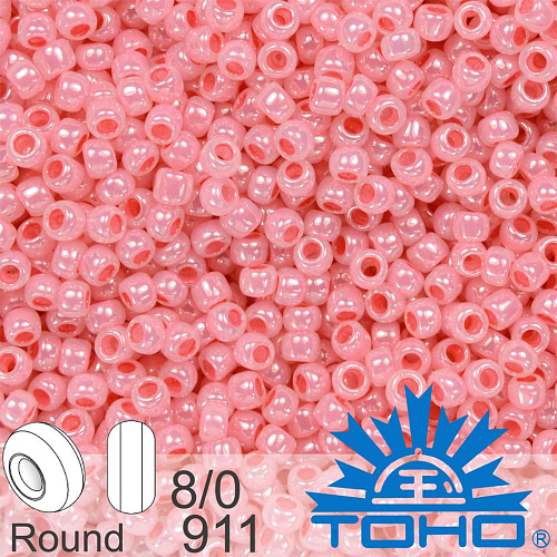 Korálky TOHO tvar ROUND (kulaté). Velikost 8/0. Barva 911 Ceylon Impatiens Pink. Balení 10g.