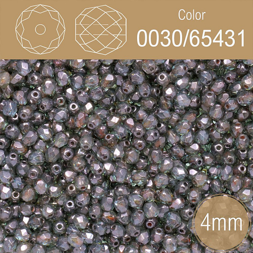 Korálky BROUŠENÉ 4mm. Barva 0030/65431. Průhledná s pokovem . Balení 120Ks.