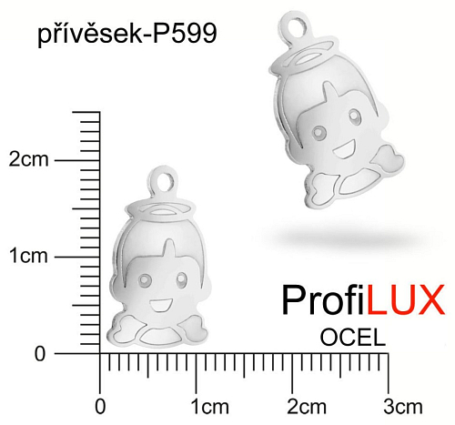 Přívěsek Chirurgická Ocel ozn-P599 ANDÍLEK   velikost 12x19mm tl.1.2mm. Řada přívěsků ProfiLUX