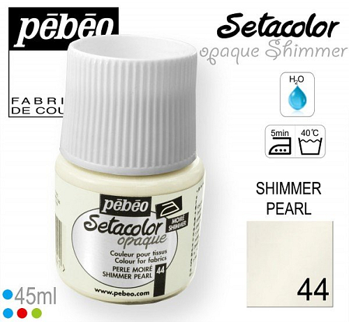 Barva na Textil SETACOLOR OPAQUE SHIMMER Pebeo. barva č. 44 PEARL. Balení 45ml.