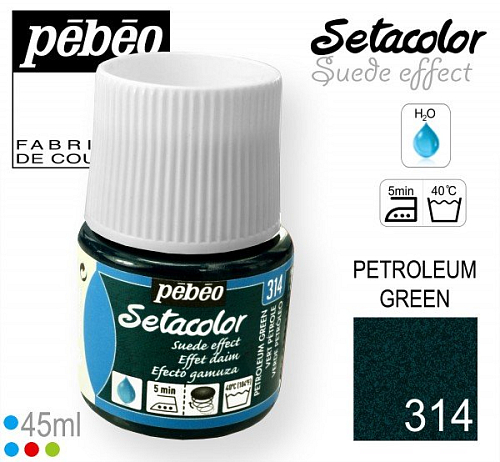 Barva na Textil SETACOLOR Suede Pebeo. barva č. 314 PETROLEUM GREEN. Balení 45ml