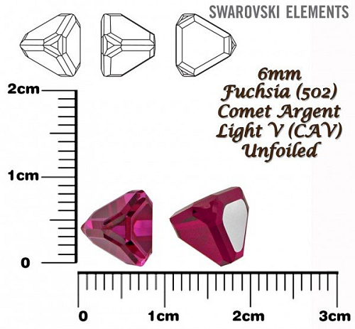 SWAROVSKI ELEMENTS 4842 Pyramid Fancy Stone barva FUCHSIA (502) velikost 6mm.