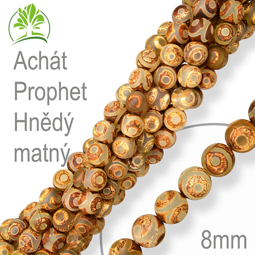 Korálky z minerálů Achát Prophet Hnědý matný Velikost pr.8mm. Balení 10Ks.