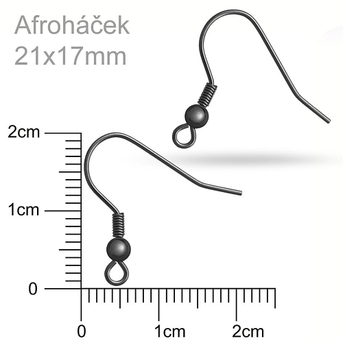 Afroháček s pružinkou a kuličkou . Barva antracitová. Velikost 21x17mm.