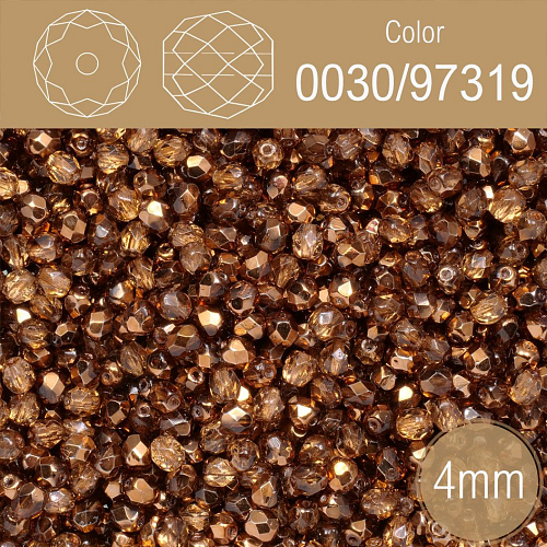 Korálky BROUŠENÉ 4mm. Barva 0030/97319. Průhledná s pokovem . Balení 120Ks.