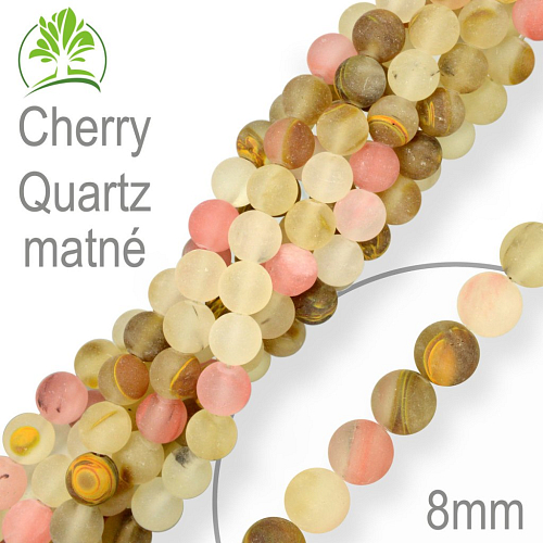 Korálky z minerálů Cherry Quartz matný. Velikost pr.8mm. Balení 10Ks.