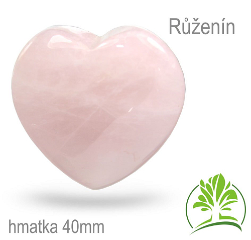 Minerály HMATKY tvar Srdce velikost 40mm Růženín.