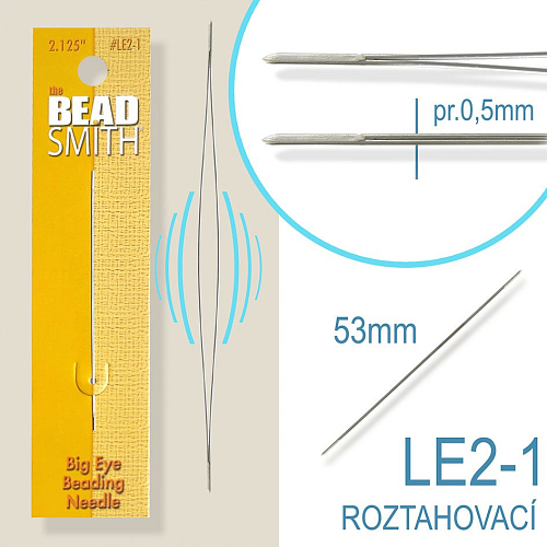 Jehla ROZTAHOVACÍ ozn.-LE2-1. Délka 53mm. Průměr 0,5mm.