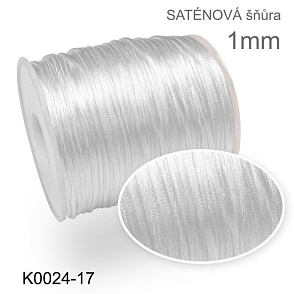 SATÉNOVÁ (polyesterová) šňůra velikost průměr 1mm. Barva K0024-17 Bílá.