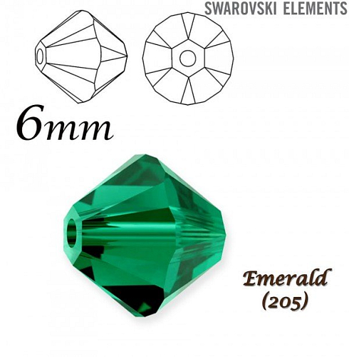 SWAROVSKI XILION BEAD 5328 barva EMERALD  velikost 6mm. Balení 10Ks