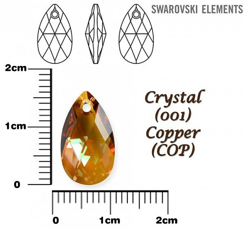SWAROVSKI Pear-Shaped 6106 barva CRYSTAL COPPER velikost 16mm.