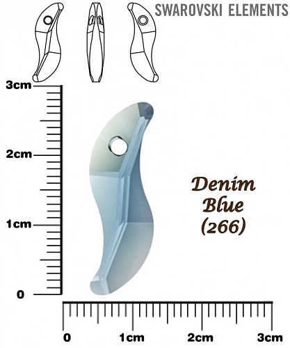 SWAROVSKI 6525 Wave Pendant barva DENIM BLUE velikost 28mm.