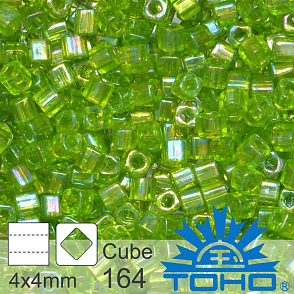 Korálky TOHO Cubes 6/0. Barva 164 Transparent-Rainbow Lime Green . Balení 10g. 
