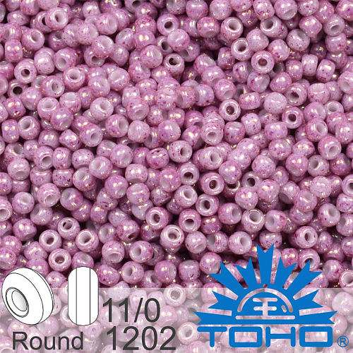 Korálky TOHO tvar ROUND (kulaté). Velikost 11/0. Barva 1202 Marbled Opaque Pink/Pink. Balení 8g