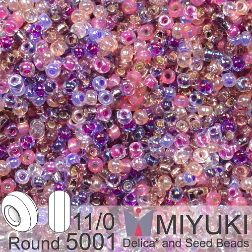 Korálky Miyuki Round 11/0. Barva Passionflower Mix 5001. Balení 5g.