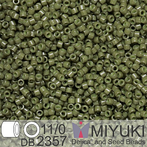 Korálky Miyuki Delica 11/0. Barva Duracoat Opaque Dyed Olive DB2357. Balení 5g.