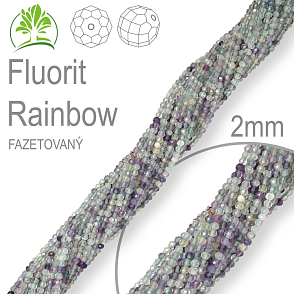 Korálky z minerálů Fluorit Rainbow Fazetovaný přírodní polodrahokam. Velikost pr.2mm. Balení 190Ks