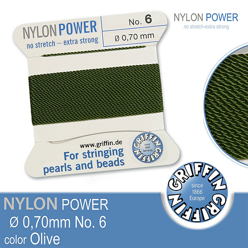 NYLON Power velmi pevná nit GRIFFIN síla nitě 0,70mm barva Olive