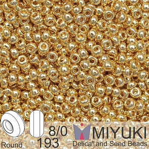 Korálky Miyuki Round 8/0. Barva 0193 24kt Gold Light Plated. Balení 3g