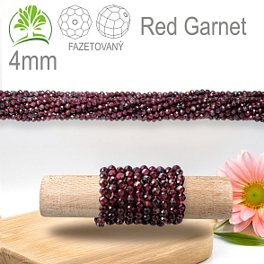 Korálky z minerálů Red Garnet Fazetovaný přírodní polodrahokam. Velikost pr.4mm. Balení 95Ks.
