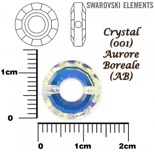 SWAROVSKI ELEMENTS RING BEAD 5139 barva CRYSTAL (001) AURORE BOREALE (AB) velikost 12,5mm.