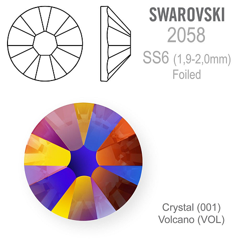 SWAROVSKI FOILED velikost SS6 barva CRYSTAL VOLCANO 