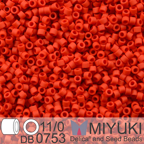 Korálky Miyuki Delica 11/0. Barva Matte Op Red DB0753. Balení 5g.