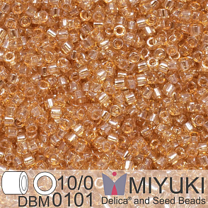 Korálky Miyuki Delica 10/0. Barva Light Smoky Topaz Gold Luster DBM0101. Balení 5g.