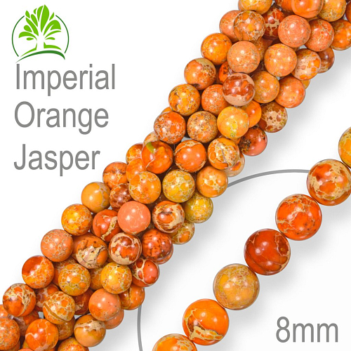 Korálky z minerálů Imperial Orange Jasper přírodní polodrahokam. Velikost pr.8mm. Balení 10Ks.
