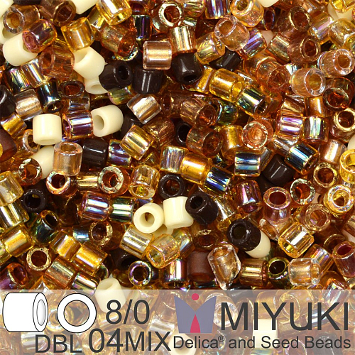 Korálky Miyuki Delica 8/0. Barva Golden Grains DBL04MIX. Balení 5g.