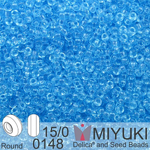 Korálky Miyuki Round 15/0. Barva 0148  Tr Aqua . Balení 5g.
