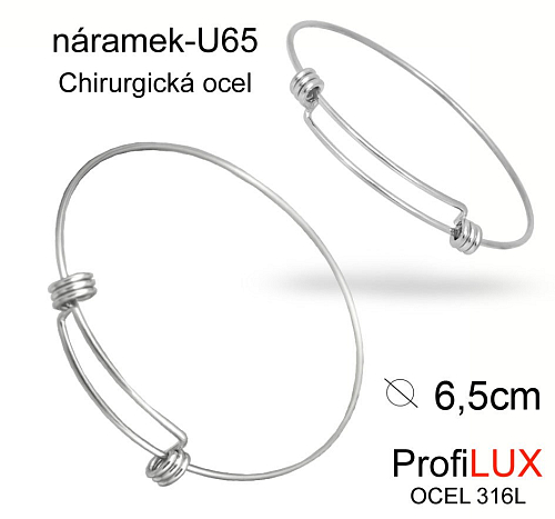 Náramek Chirurgická Ocel ozn-U65 velikost 65mm síla drátu tl.1.2mm. Řada komponentů ProfiLUX. 