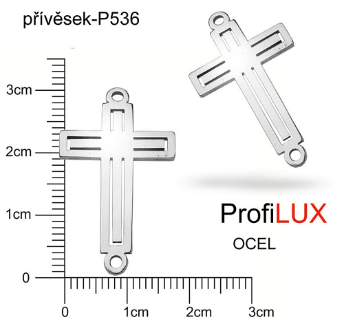 Přívěsek Chirurgická Ocel ozn-P536 KŘÍŽEK 2 očka  velikost 30x17mm tl.1,2mm. Řada přívěsků ProfiLUX. 