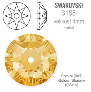 Swarovski 3188 XIRIUS Lochrose našívací kameny velikost pr.4mm barva Crystal Golden Shadow