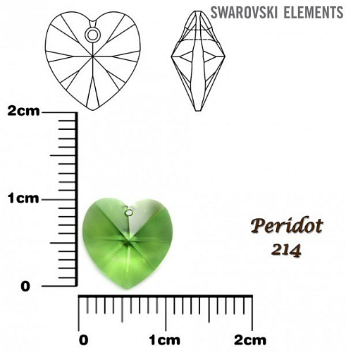 SWAROVSKI Heart Pendant barva PERIDOT velikost 10,3x10mm.