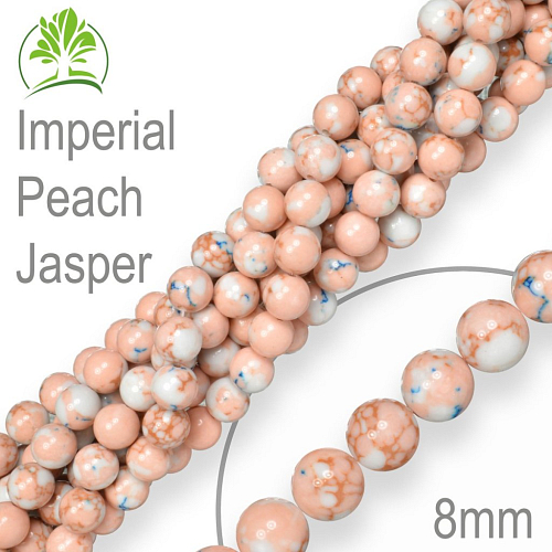 Korálky z minerálů Imperial Peach Jasper přírodní polodrahokam. Velikost pr.8mm. Balení 10Ks